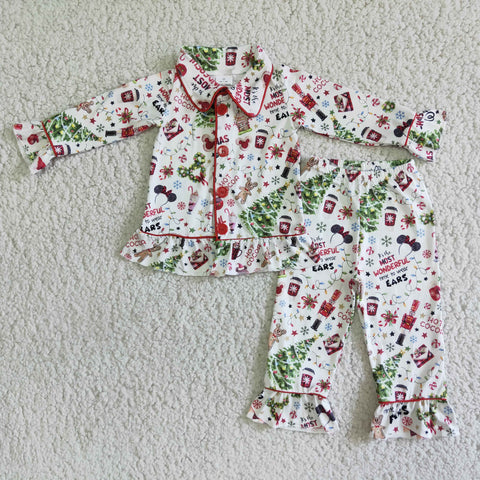 SALE 6 A3-29 It's the most wonderful time to wear ears Christams Wish Girl Pajamas