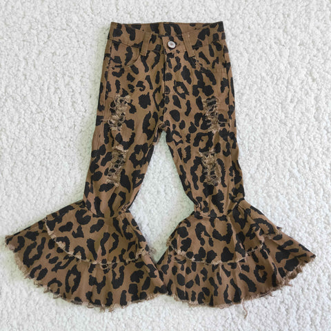 Fashion Leopard Jeans Denim Flared Pants