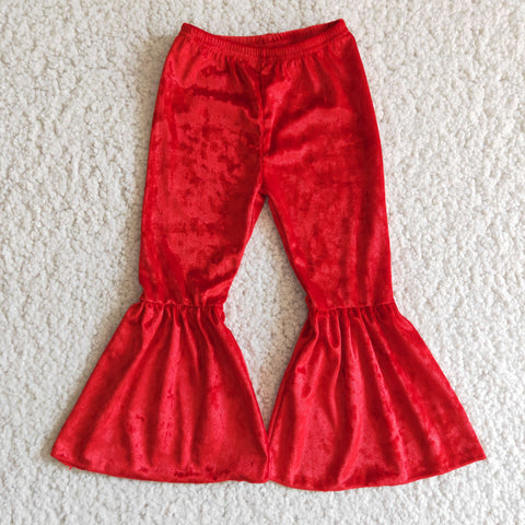 B3-11 Golden Velvet Red Flared Pants