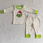 Boy's Green Dots Cute Green animal Matching Pajamas
