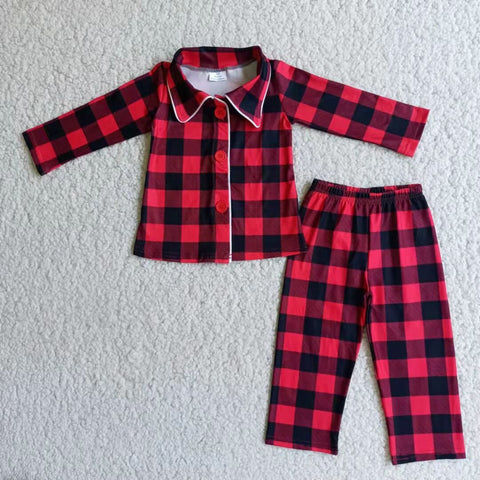 Boutique Red Plaid Boy's Matching Pajamas