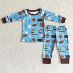 SALE 6 A6-3 Boy's Branches Brown Blue Matching Set