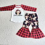 SALE 6 A7-11 Merry Christmas Cows Red Plaid Set