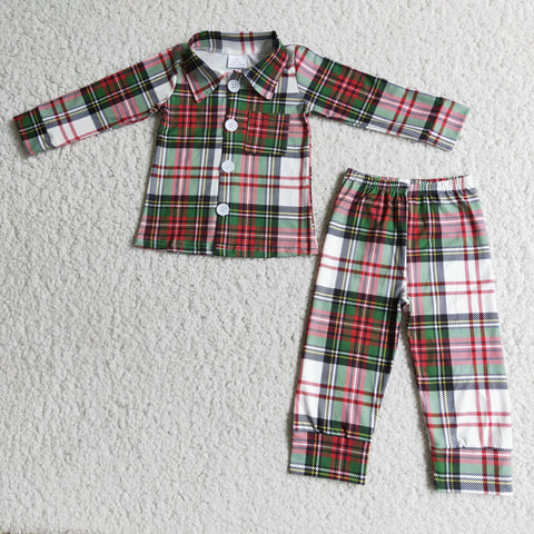 Boutique Boy Pajamas Plaid Matching Outfits