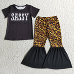 SALE A17-22 Sassy Black Leopard Short Sleeves Set