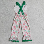 E4-26 Christmas Tree Pink Girl's Overalls Jumpsuit Overalls