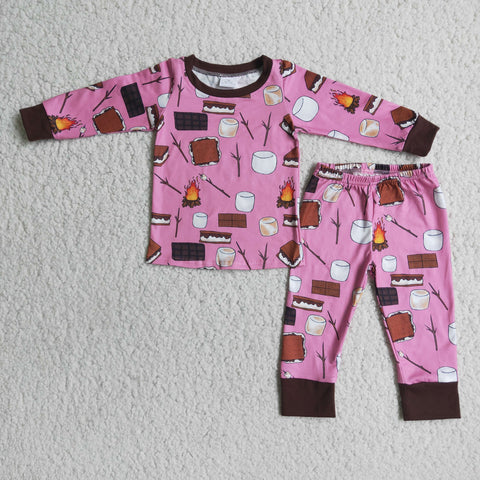 SALE 6 B3-18 Girl's Branches Brown Pink Matching Set