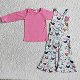 6 B4-5 Boutique Farm Chick Pink Overalls Outfits
