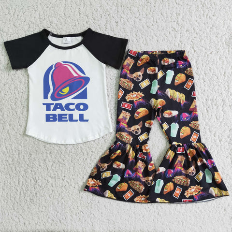 SALE D5-18 TACO BELL Black Hot Dog Black Short Sleeves Set