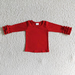 6A2-1 Red Ruffles Long Sleeves Shirt