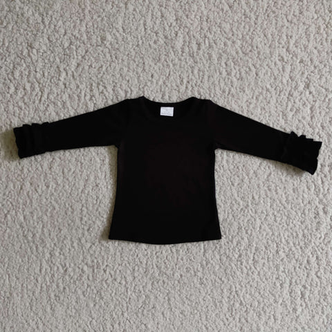 Black Ruffles Long Sleeves Shirt