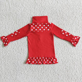 Girl's Red Plaid Cartoon mouse With Zipper Pullover Shirt Top