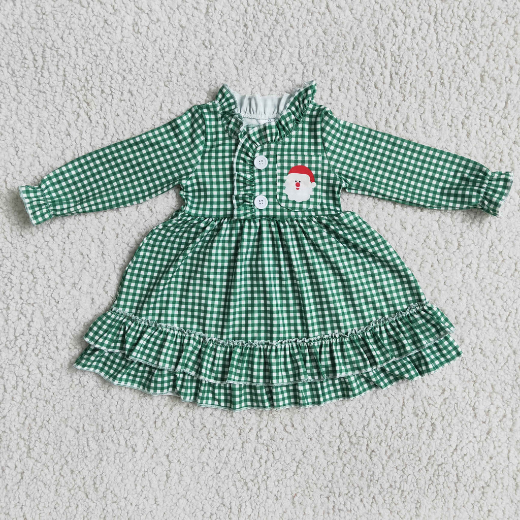 6 C10-7 Boutique Girl's Gown Green Plaid Christmas Santa Claus Dress 3-6M 6 C10-7 Boutique Girl's Gown Green Plaid Christmas Santa Claus Dress 3-6M
