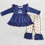 SALE 6 B11-25 Blue Plaid Jesus Girl's Nativiting Matching Set