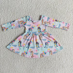 Valentine's Day Baby Girl's Cartoons Pink Blue dog Dress