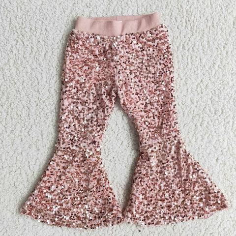 Boutique Shiny Skin Tone Pink Sequined Pants