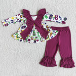 Mardi Gras Purple Ruffles Tunic With Big Bow Outfits