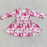 SALE 6 B2-15 I love you Pink Flower Baby Girl's Dress