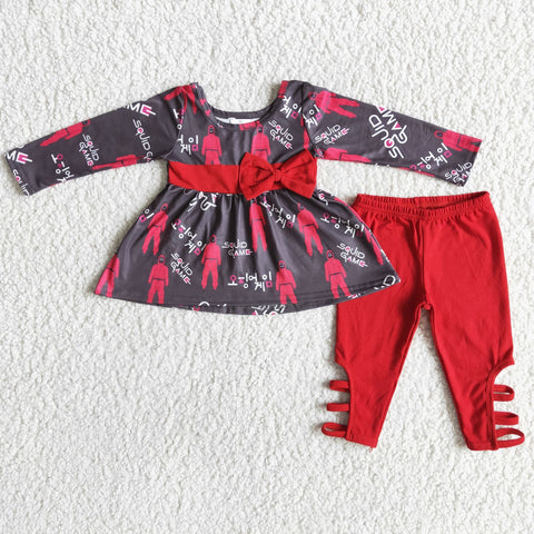 SALE 6 B13-16 New game Tunic With Bow Red Leggings Outfits