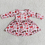 SALE 6 B5-14 Valentine's Day Chocolate Pink Coffee Baby Girl's Dress