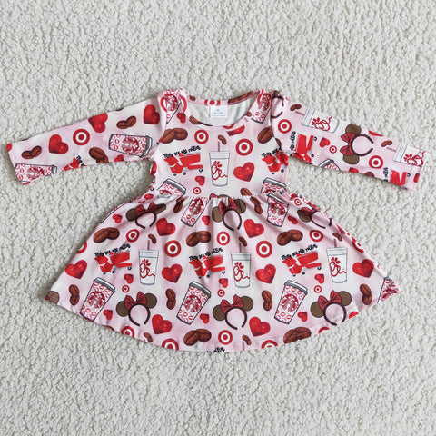 6 B5-14 Valentine's Day Chocolate Pink Coffee Baby Girl's Dress