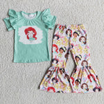 Princess Green Cute Short Sleeves Set