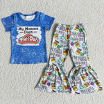 SALE D11-3 My Momma Don't Play-Doh Blue Short Sleeves Set