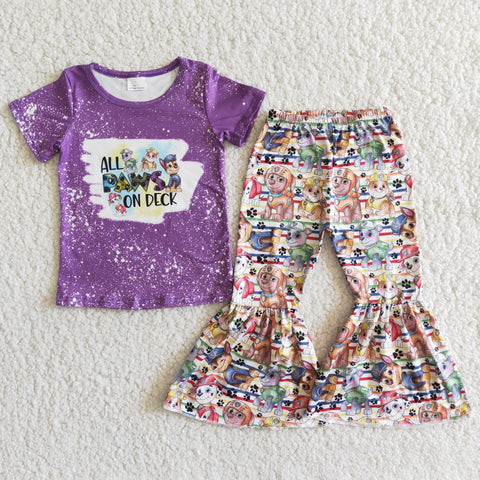 SALE D12-5 ALL PAWS ON DECK Purple Girl's Outfits