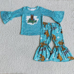 SALE 6 B5-5 Cartoon Doo Dog Blue Ruffles Girl's Set