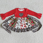 SALE 6 A13-30-Valentine's Day Red Love Leopard Girl's Twirl Dress