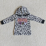 SALE 6 C10-28Valentine's Day XOXO Leopard Hoodie Girl Boy Top Shirt pullover