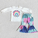 SALE 6 A5-15 Girl's rainbow fashion new long sleeves set