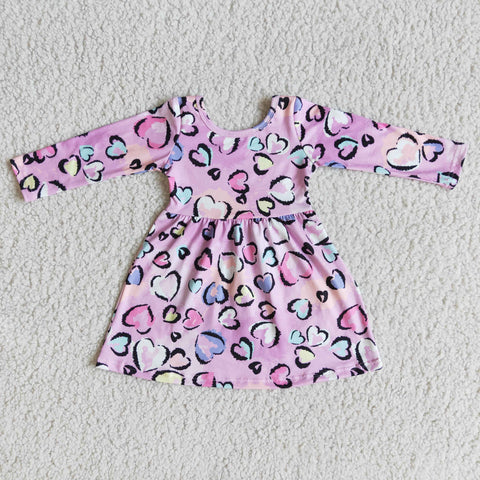 SALE 6 A25-18 Valentine's Day Purple Love Long Sleeves Baby Girl's Dress