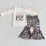 SALE 6 A23-20 Valentine's yall need PIE Ruffles Long Sleeves Leopard pants Girl Set