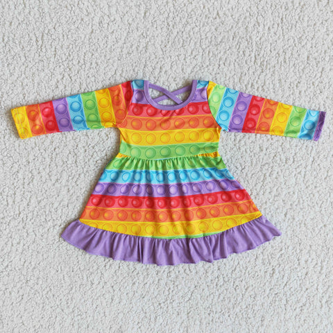 New Design Colorful Purple Ruffle Cute Baby Dress