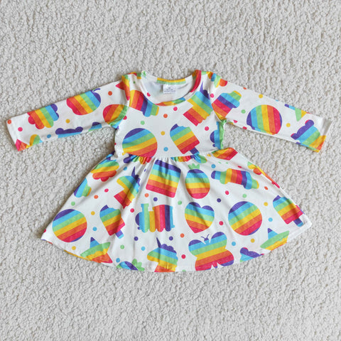 SALE 6 A27-14 Colorful White Cute Baby Dress