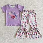 SALE E7-3 Purple Flower Foral New Girl's Set