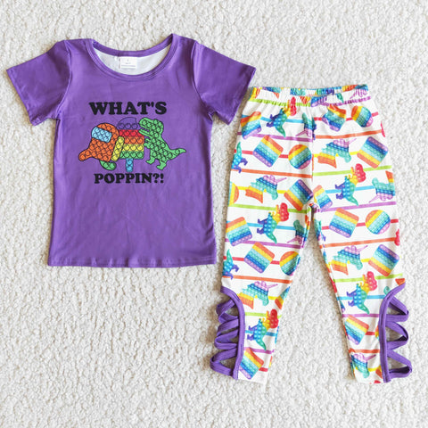 What's Toy Coloful Purple Short Sleeves Girl's Set