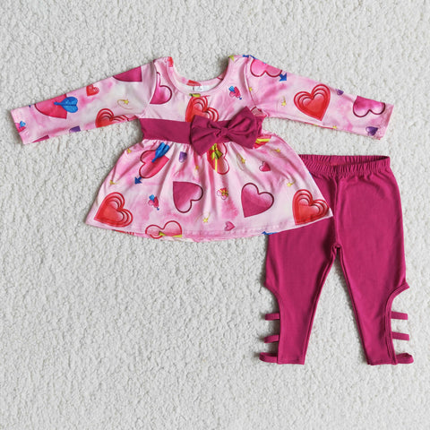 Valentine LOVE Tunic With Bow Rose Red Pink Leggings Outfits