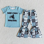 Daddy's future riding buddy Blue motorcycle Girl Set