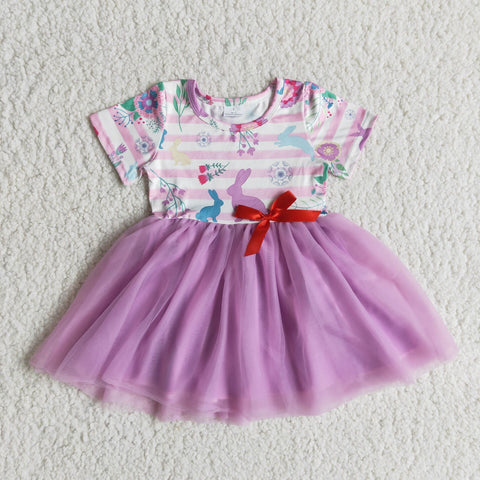 SALE E9-26 Easter Bunny Rabbit Purple Tulle Baby Girl Dress