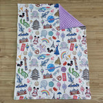 Boutique Cartoon Castle mouse Purple Blanket