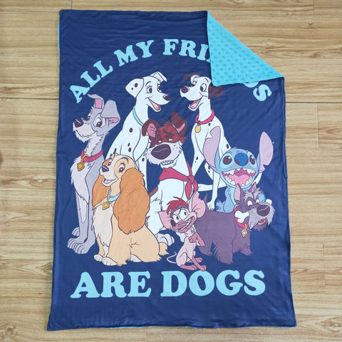 Cartoon ALL MY FRIENDS ARE DOGS Blanket