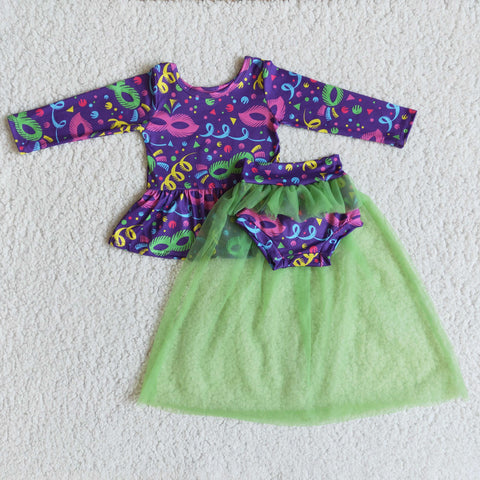 Mardi gras Green Purple Girl's Tulle Outfits
