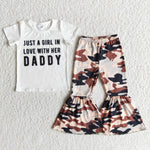 SALE E8-20 Just a girl in love with her daddy camouflage girl's set