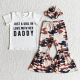 SALE E8-20 Just a girl in love with her daddy camouflage girl's set