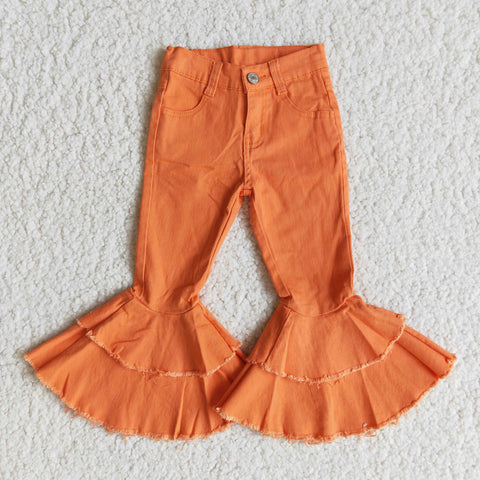 Fashion Orange Jeans Denim Flared Pants