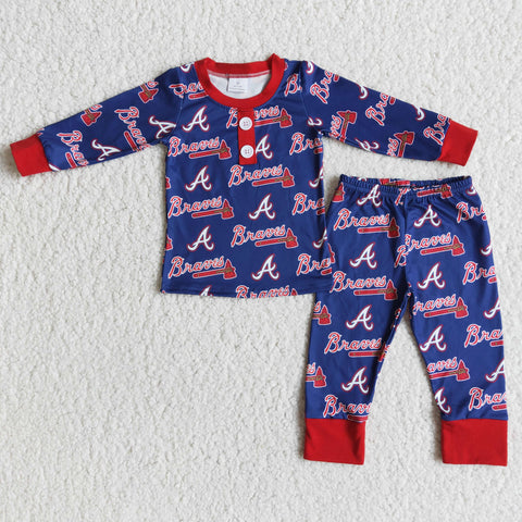 Atlanta Braves Navy Baseball Sports Te Boy's Pajamas