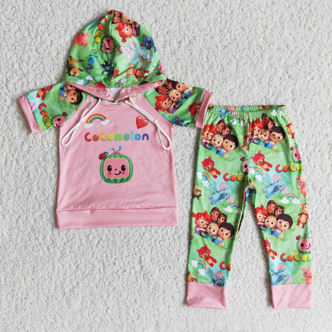 Green pink Hoodie Boy Girl Outfits