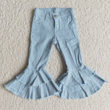 Fashion Sky Blue Jeans Denim Flared Pants
